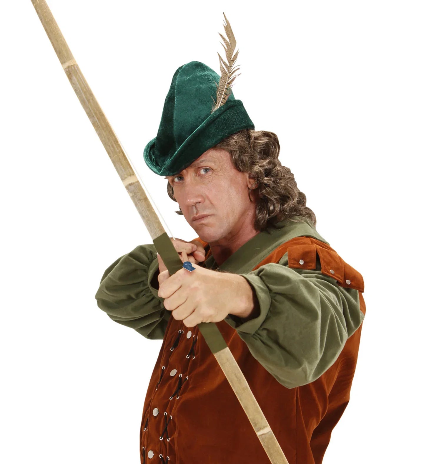 Gorro de Robin Hood Verde Oscuro con Pluma Complementos Robin Hood y Arqueros Widmann