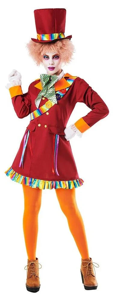 Disfraz de Sombrerera Loca Granate para Mujer Sombrerero Loco Kimokawaii