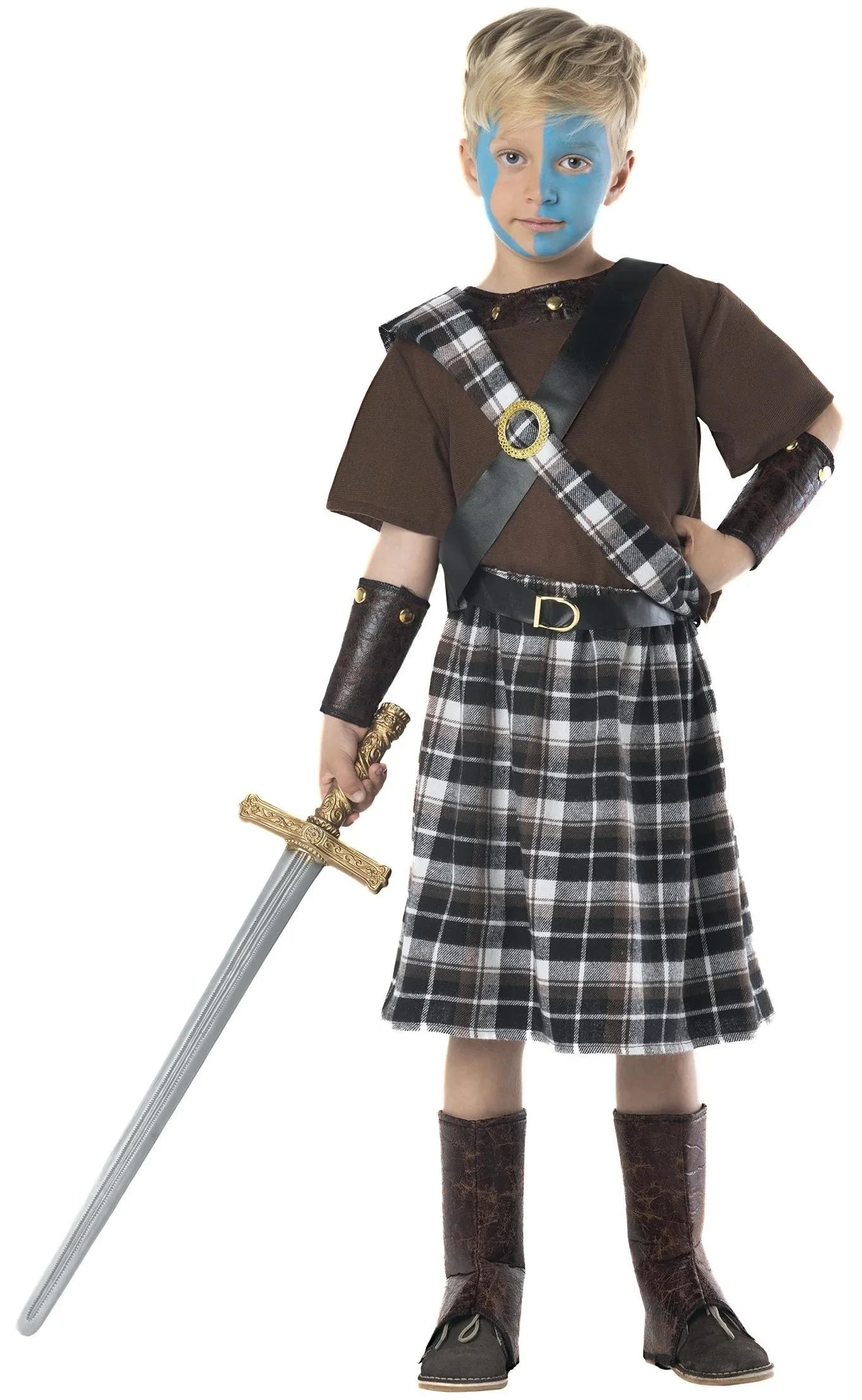 Disfraz de Guerrero Escocés William Wallace para Niño Escocés Kimokawaii