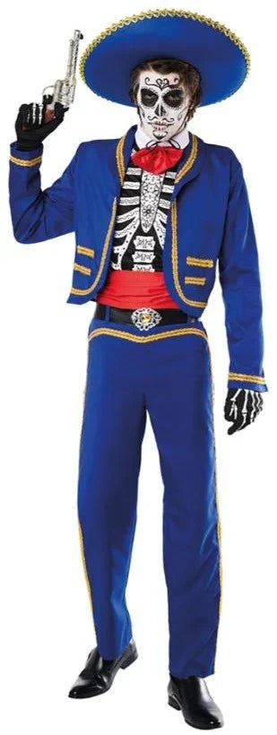 Disfraz de Catrín Mexicano Azul para Hombre Catrina Kimokawaii