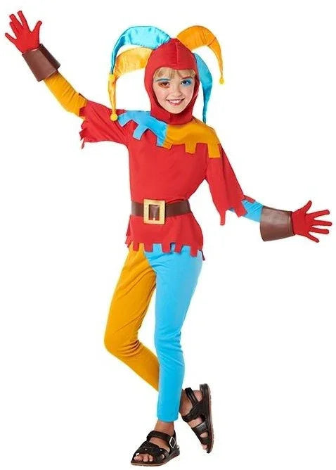 Disfraz de Bufona Medieval para Niña Arlequines y Bufones Infantiles Kimokawaii