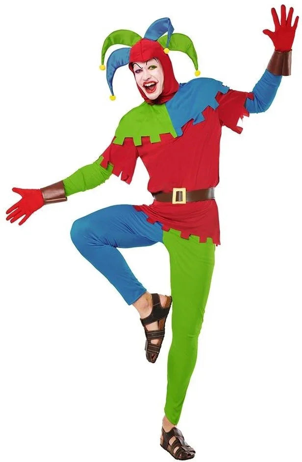 Disfraz de Bufón Medieval para Hombre Arlequines y Bufones Kimokawaii