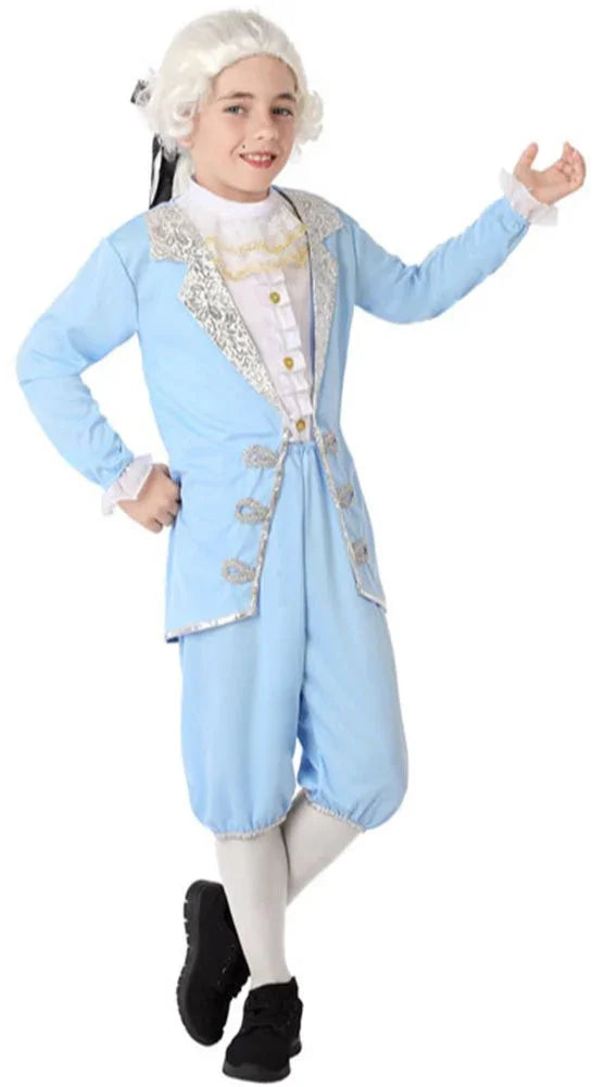 Disfraz de Cortesano Barroco Azul para Niño Veneciano y Época Atosa