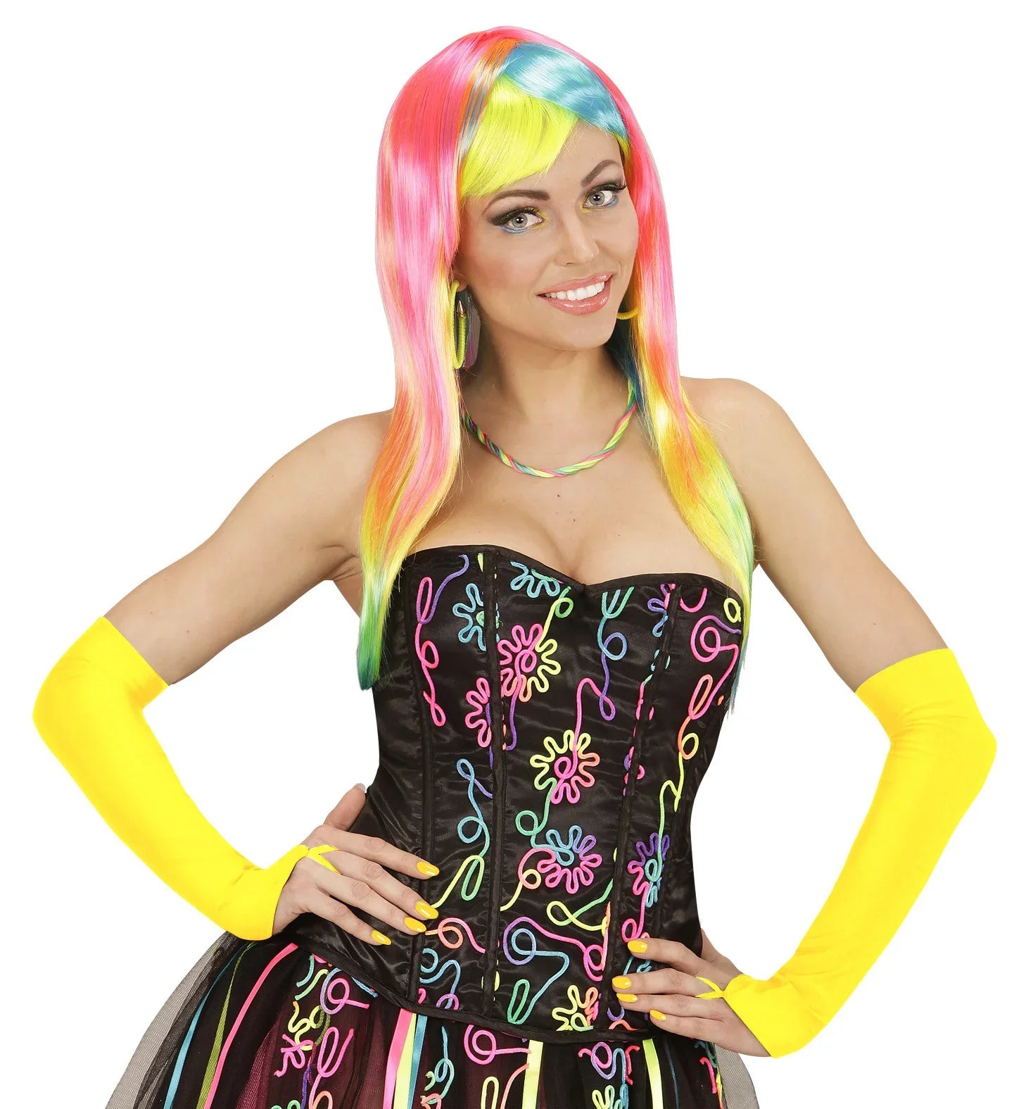 Guantes Amarillo Neón Largos sin Dedos Guantes Widmann