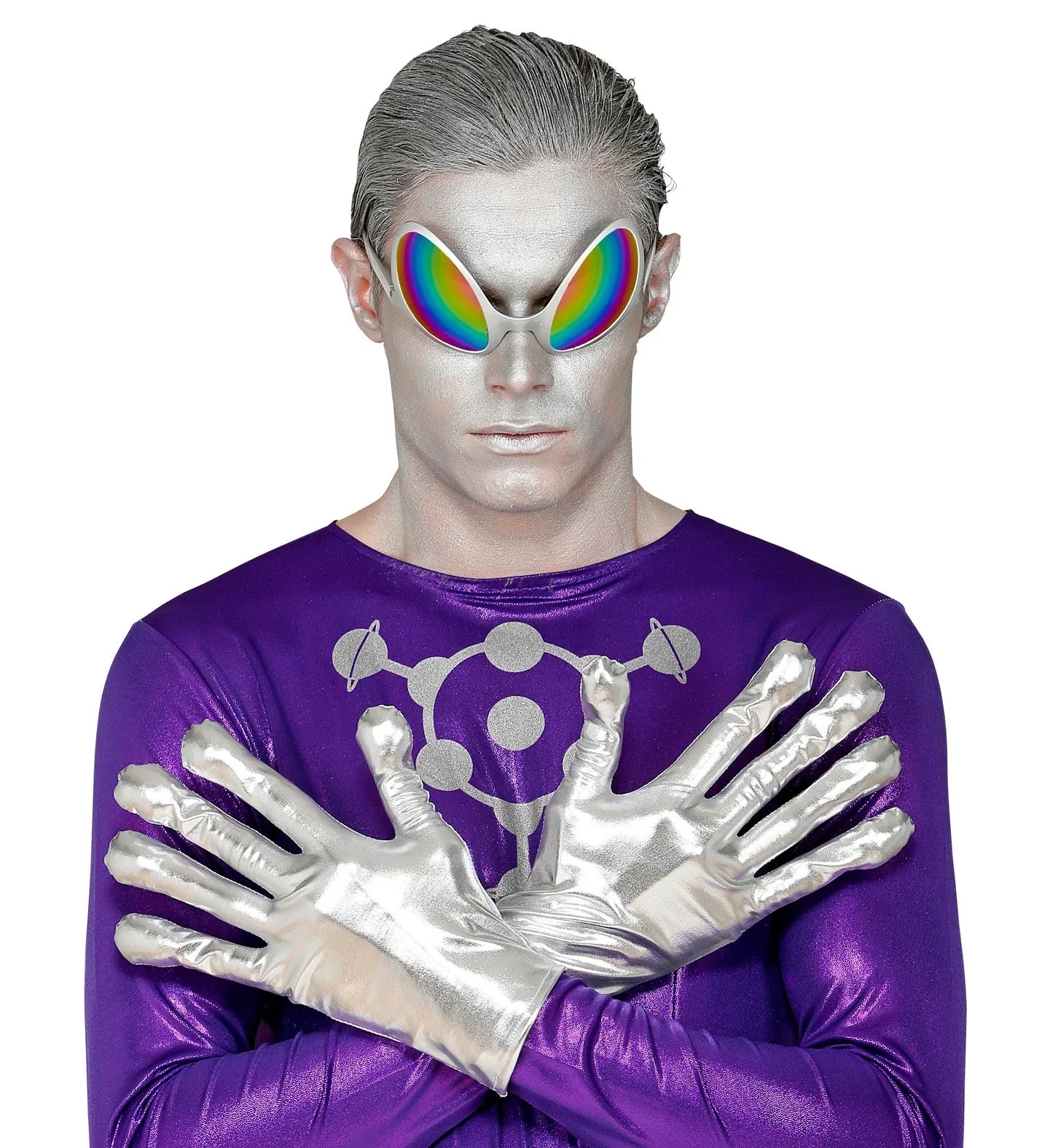 Guantes de Alien del Espacio Plateados Guantes Widmann