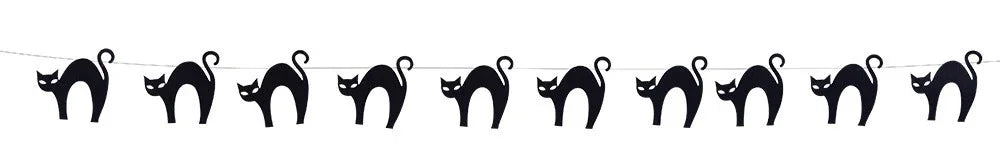 Guirnalda de Gatos Negros de Fieltro Guirnaldas de Halloween Rubies