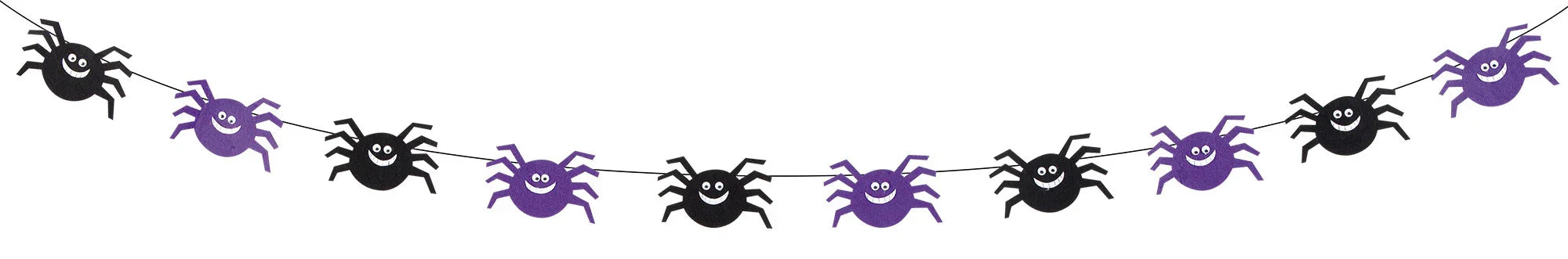 Guirnalda de Arañas Negras y Moradas de Fieltro Guirnaldas de Halloween Rubies