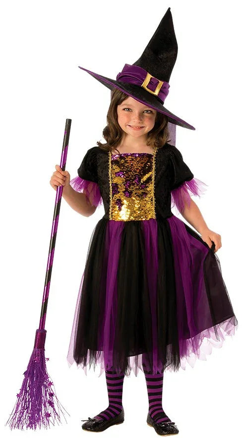 Disfraz de Bruja Lentejuelas para Niña INFANTILES Rubies