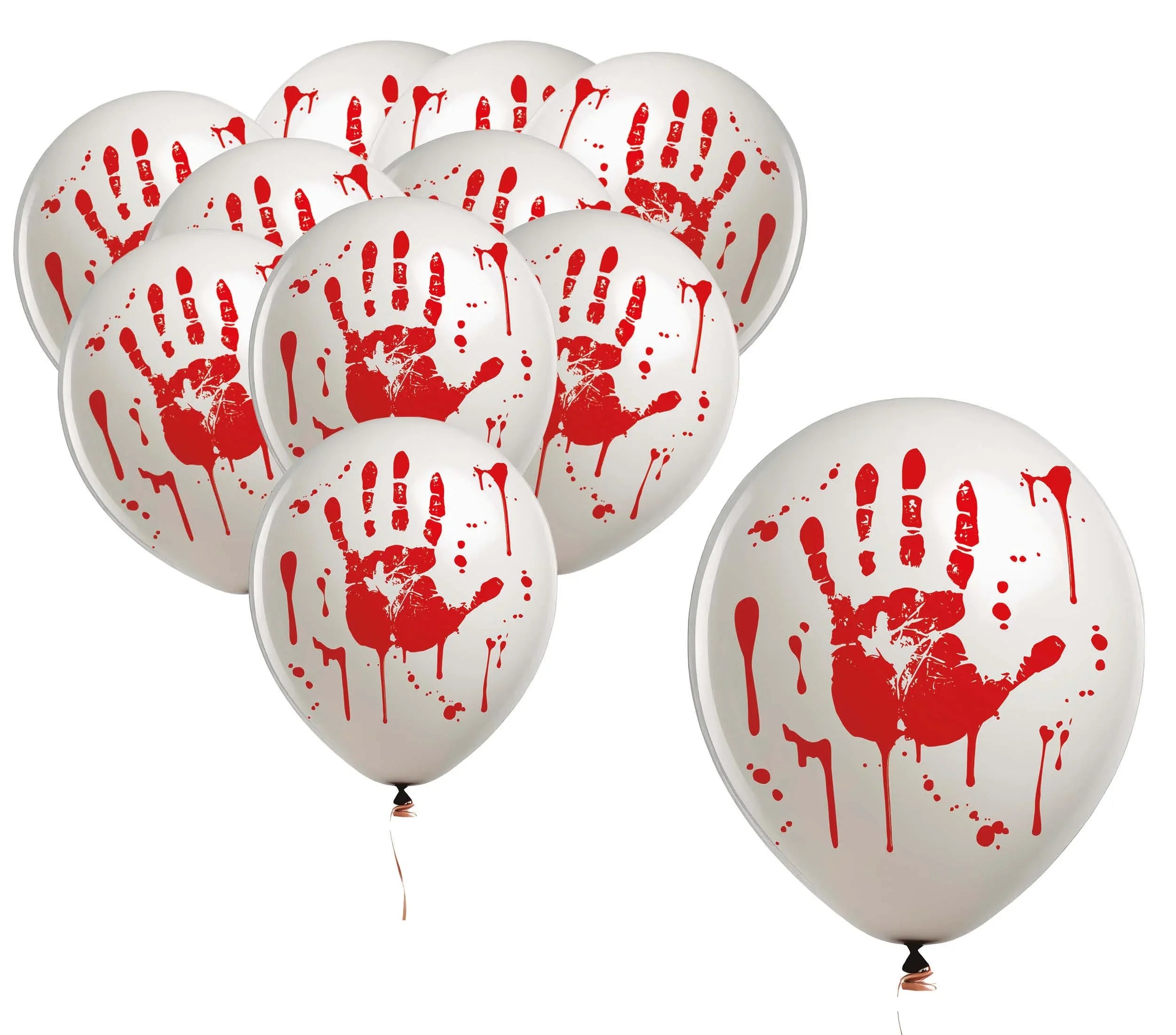 Pack de 10 Globos Blancos con Mano Sangrienta Globos de Halloween Guirca