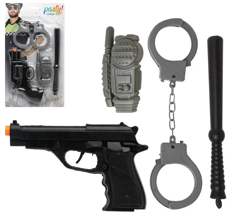 Kit de Policía con Pistola, Esposas, Porra y Walkie Talkie Policía Atosa