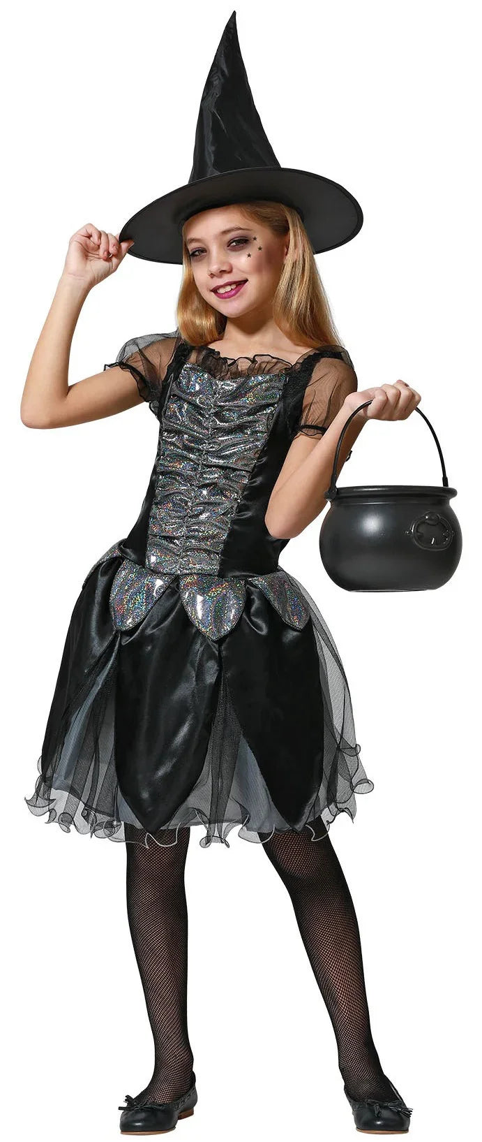 Disfraz de Niña Bruja Elegante con Sombrero Halloween Infantiles Atosa