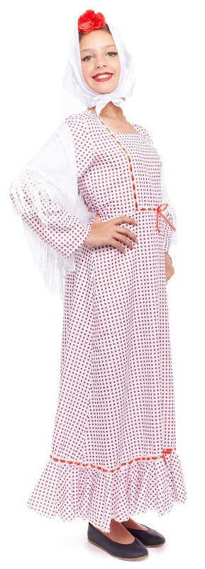 Disfraz de Chulapa Blanca con Lunares Rojos para Niña Chulapos y Chulapas Infantiles Partilandia