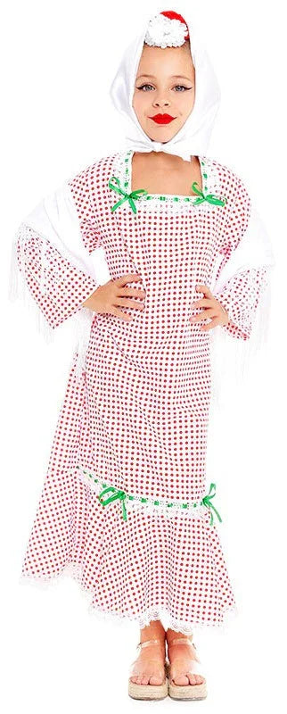 Disfraz de Chulapa Blanca con Lunares Rojos Infantil Chulapos y Chulapas Infantiles Partilandia