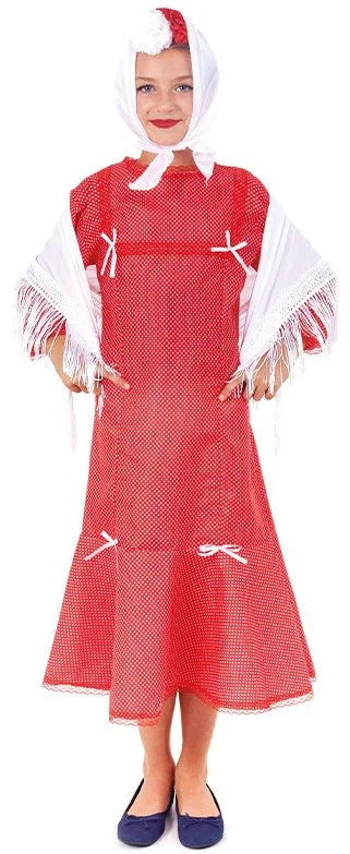 Disfraz de Chulapa Madrileña Roja con Lunares para Niña Chulapos y Chulapas Infantiles Partilandia