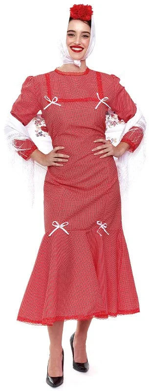 Disfraz de Chulapa Madrileña Roja con Lunares para Mujer Chulapos y Chulapas Partilandia