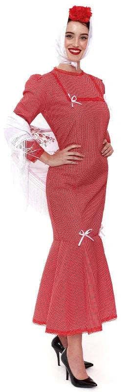 Disfraz de Chulapa Madrileña Roja con Lunares para Mujer Chulapos y Chulapas Partilandia