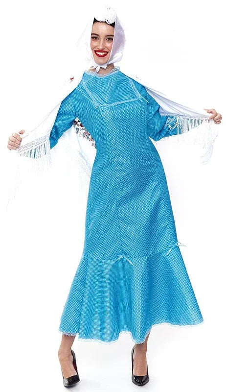 Disfraz de Chulapa Madrileña Azul para Mujer Chulapos y Chulapas Partilandia