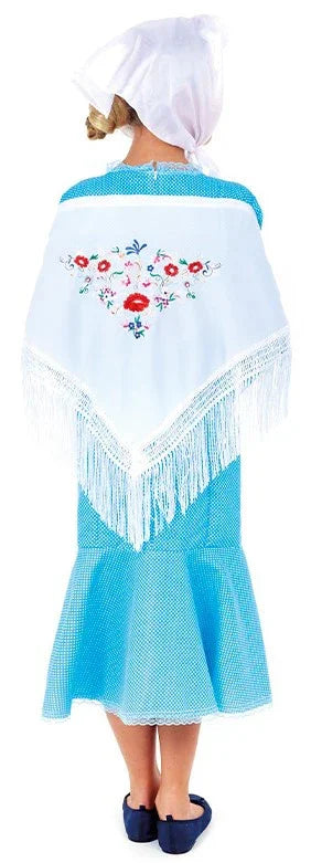 Disfraz de Chulapa Madrileña Azul con Lunares para Niña Chulapos y Chulapas Infantiles Partilandia