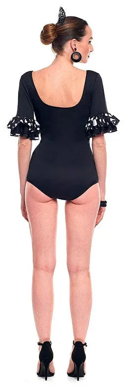 Body de Sevillana Negro con Volantes para Mujer Sevillanas Partilandia