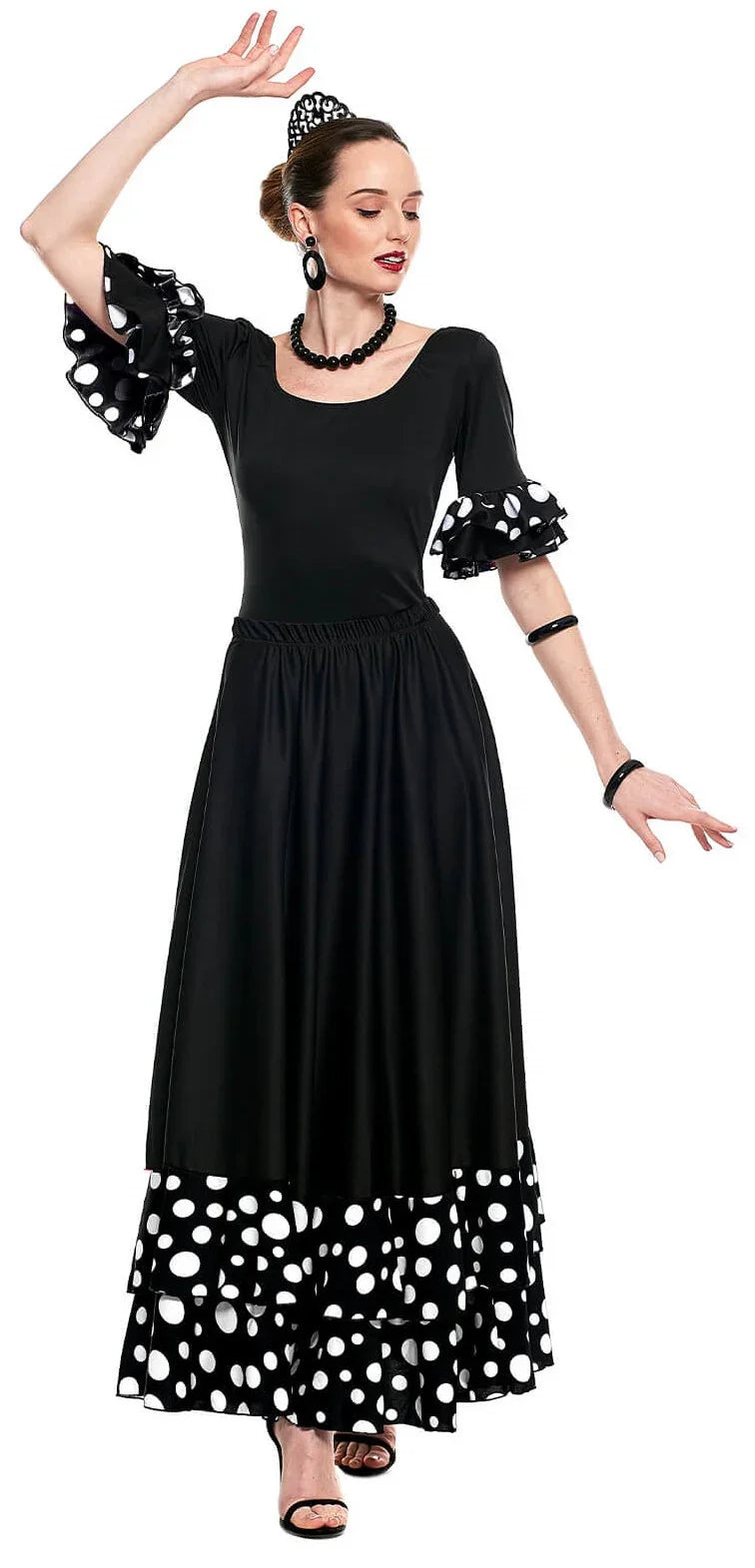 Falda de Sevillana Negra con Volantes para Mujer Sevillanas Partilandia