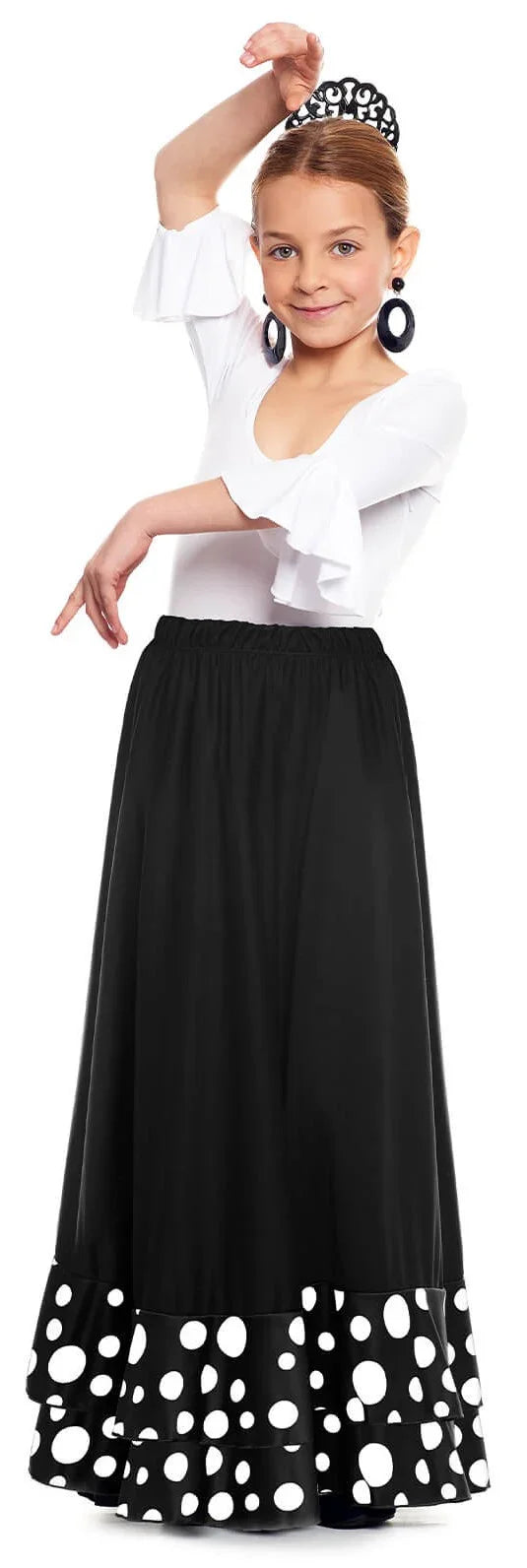 Falda de Sevillana Negra con Volantes para Niña Sevillanas y Flamencas Infantiles Partilandia