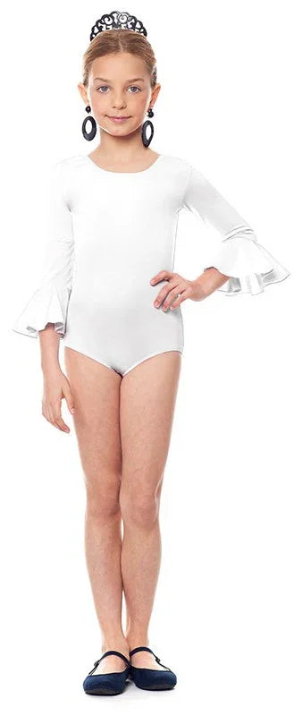 Body de Sevillana Blanco con Volantes para Niña Sevillanas y Flamencas Infantiles Partilandia
