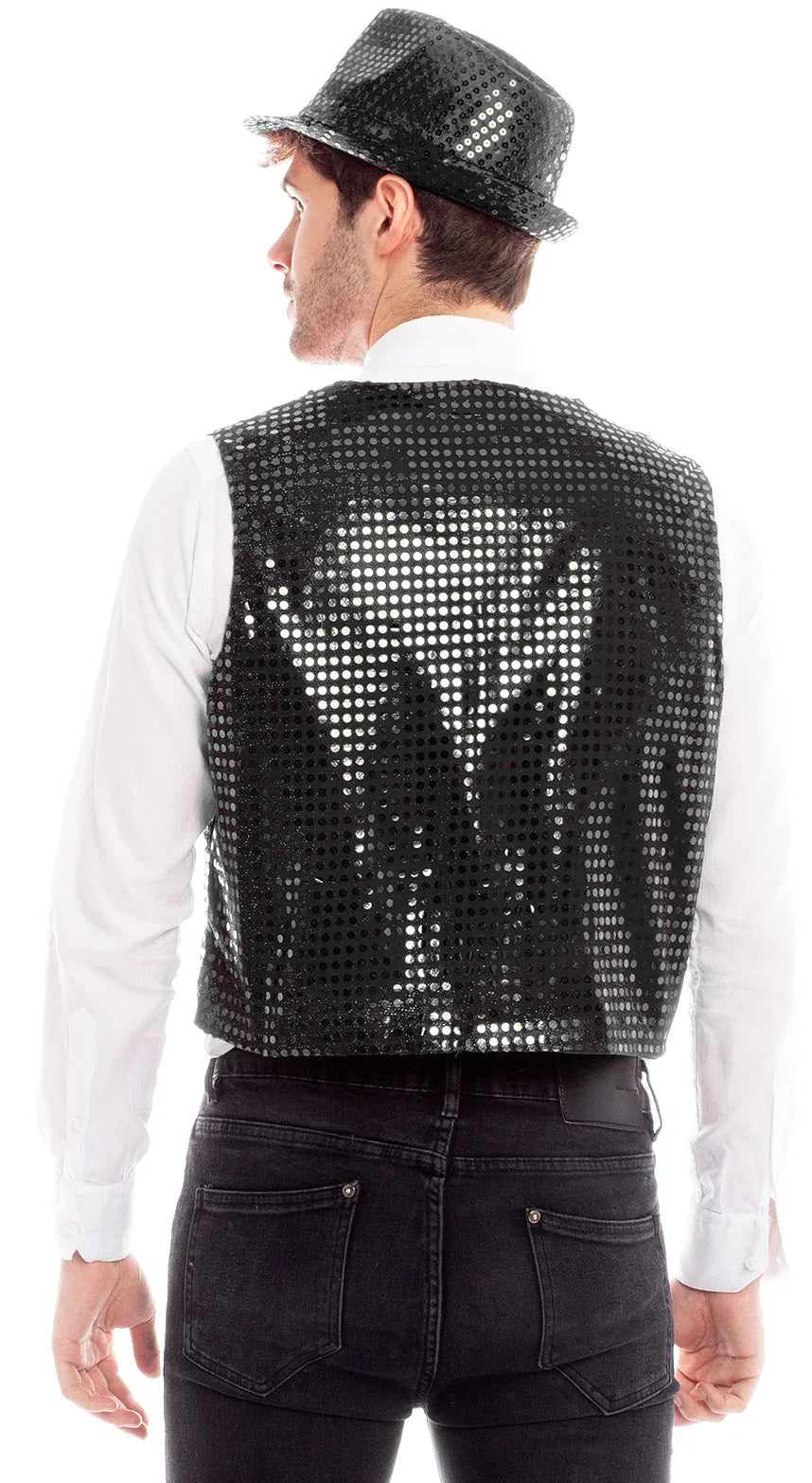 Chaleco de Lentejuelas Negro para Hombre Chalecos Partilandia