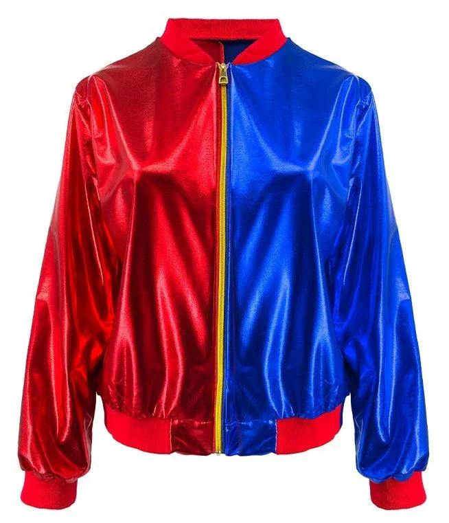 Chaqueta Bomber de Harley Villana Roja y Azul para Mujer Harley Quinn Partilandia