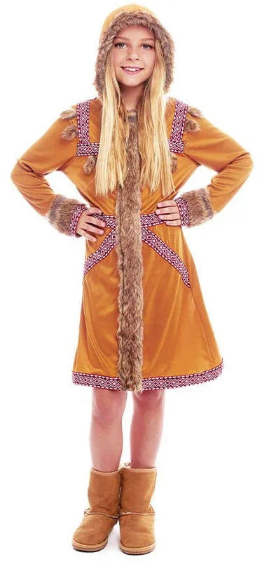 Disfraz de Esquimal del Polo Norte Marrón para Niña Esquimales Infantiles Partilandia