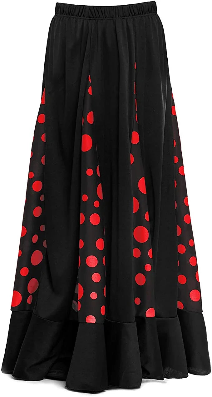 Falda de Sevillana Negra con Lunares Rojos para Niña Sevillanas y Flamencas Infantiles Partilandia