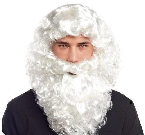 Peluca Blanca Rizada con Barba Pelucas Blancas Partilandia