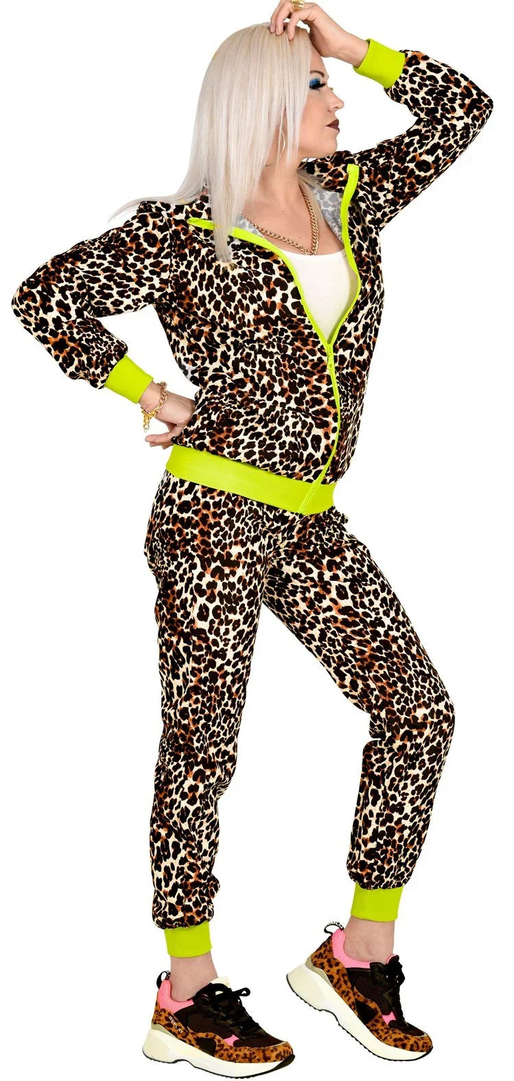 Disfraz Chándal Años 80 de Leopardo para Adulto Chándales de Táctel Años 80 Widmann