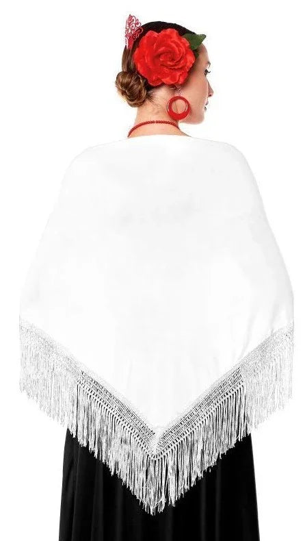 Mantón de Sevillana o Chulapa Blanco Sevillanas Partilandia