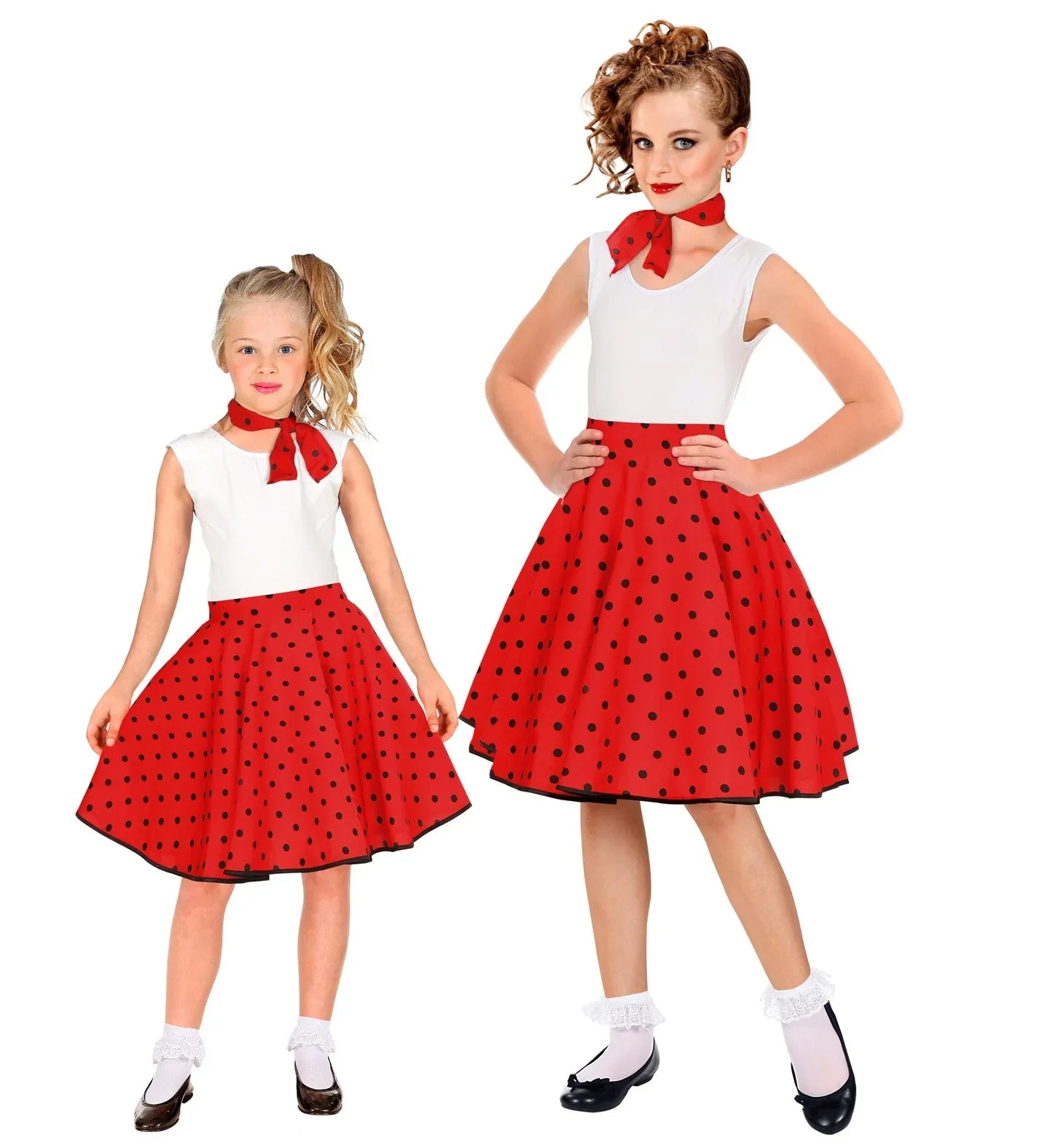 Falda de Lunares Años 50 Roja para Niña Grease y Años 40-50 Infantiles Widmann