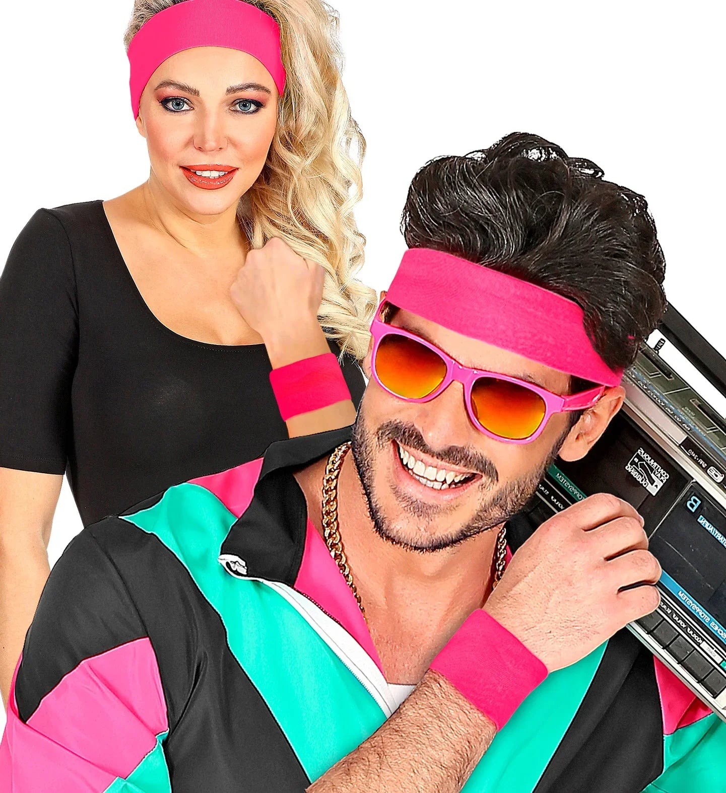 Muñequeras Rosas Neón Años 80 Años 80 Widmann