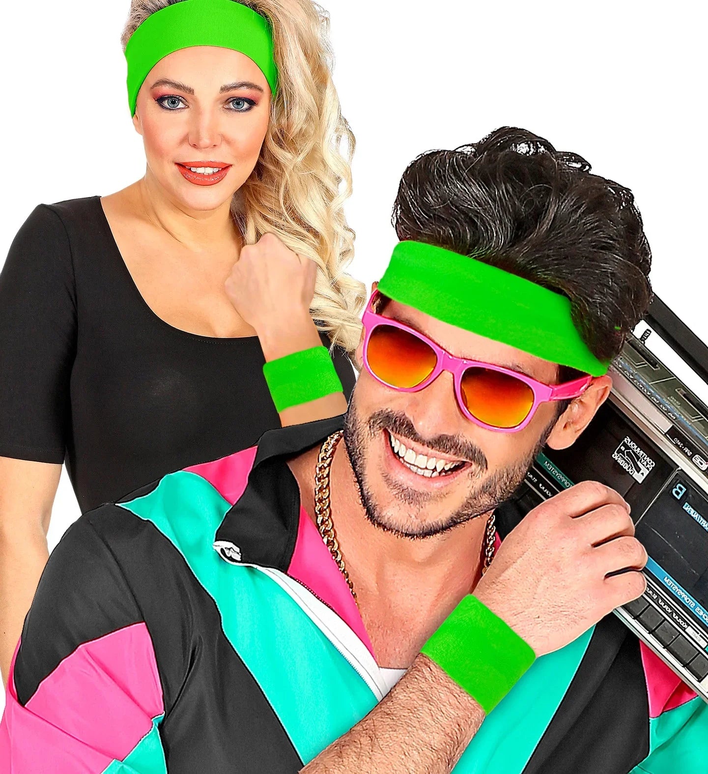 Muñequeras Verdes Neón Años 80 Años 80 Widmann