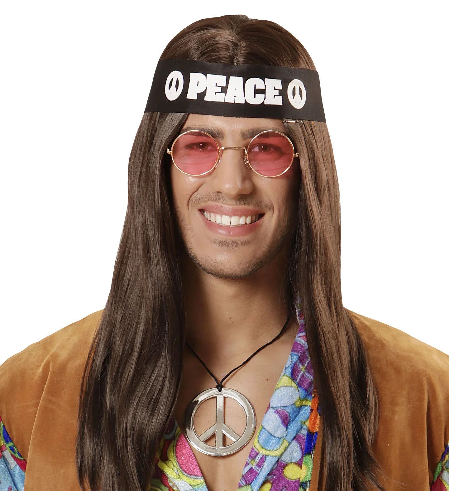 Kit Hippie con Gafas, Colgante y Cinta para la Cabeza Complementos Hippies Widmann