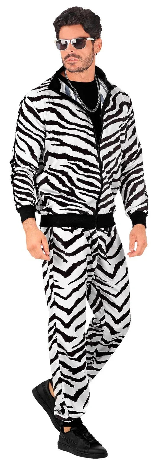 Disfraz Chándal con Estampado de Cebra para Adulto Chándales de Táctel Años 80 Widmann