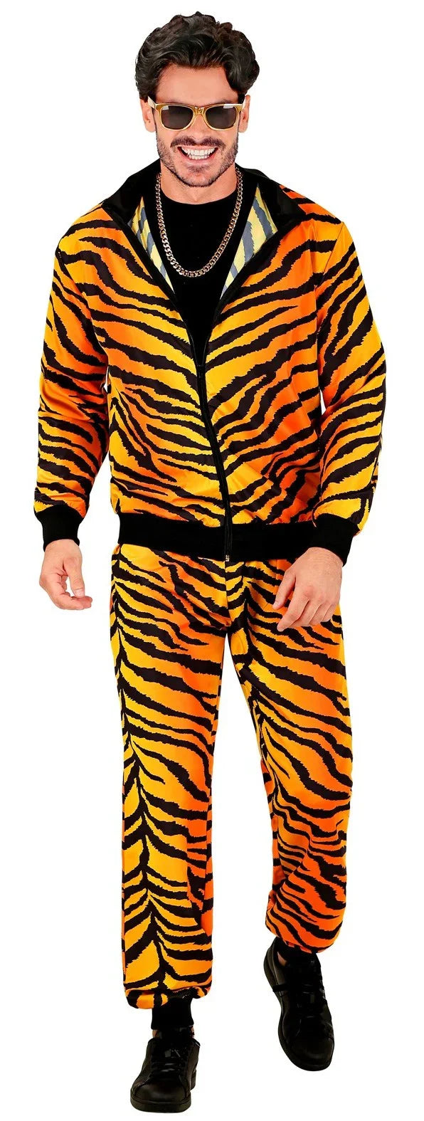 Disfraz Chándal con Estampado de Tigre para Adulto Chándales de Táctel Años 80 Widmann