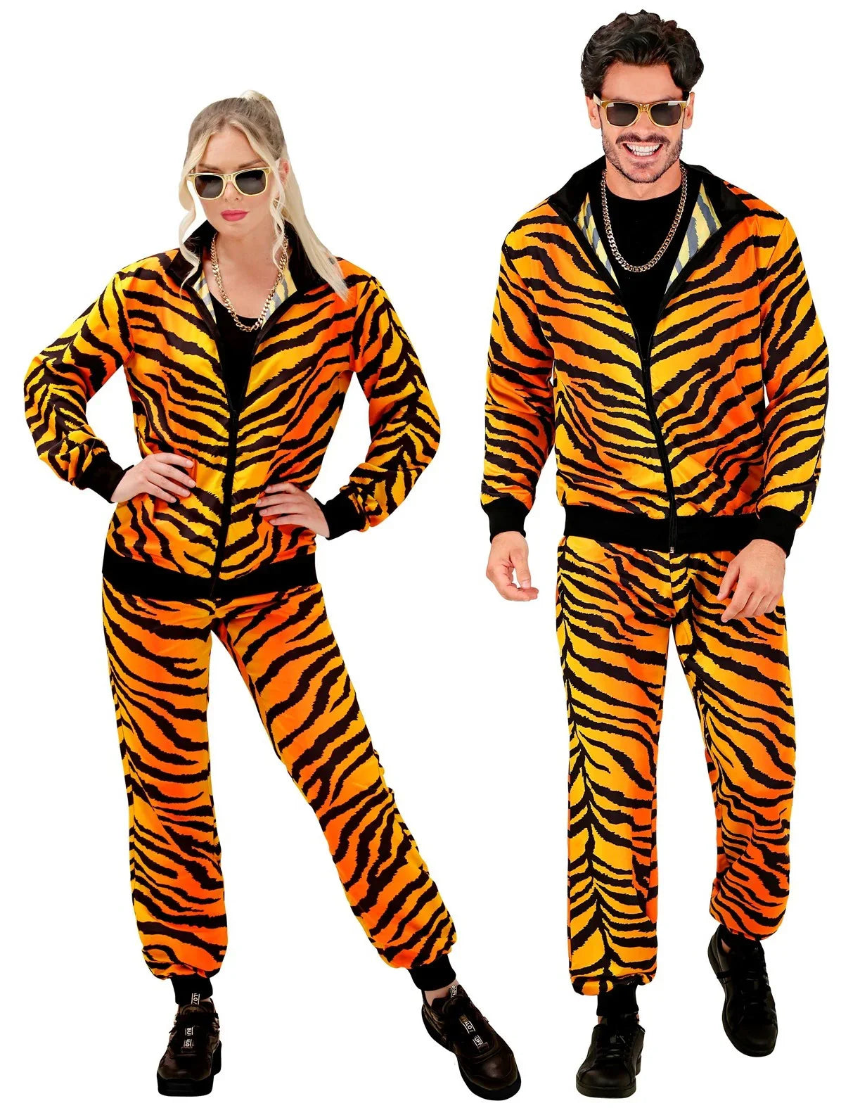 Disfraz Chándal con Estampado de Tigre para Adulto Chándales de Táctel Años 80 Widmann