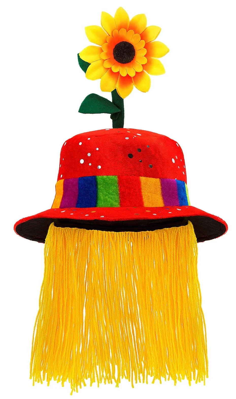 Sombrero de Payaso con Girasol y Pelo Amarillo Gorros de Payaso Widmann
