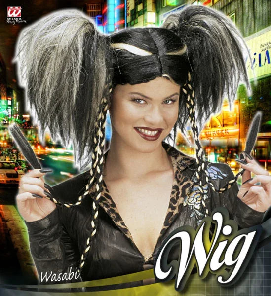 Peluca Morena con Mechas Rubias, Coletas y Trenzas Pelucas Morenas Widmann