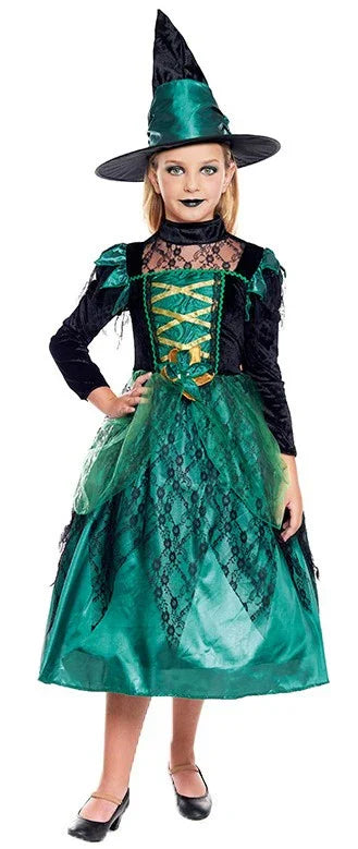 Disfraz de Bruja Verde Premium para Niña Brujas Partilandia