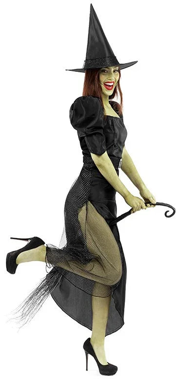 Disfraz de Bruja Negra de Manga Corta para Mujer Brujas Partilandia
