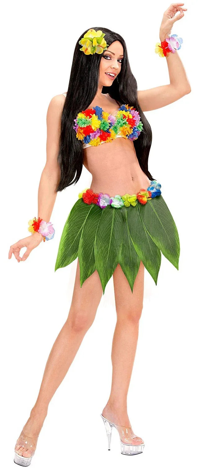 Falda Hawaiana de Hojas Verdes con Flores COMPLEMENTOS Widmann
