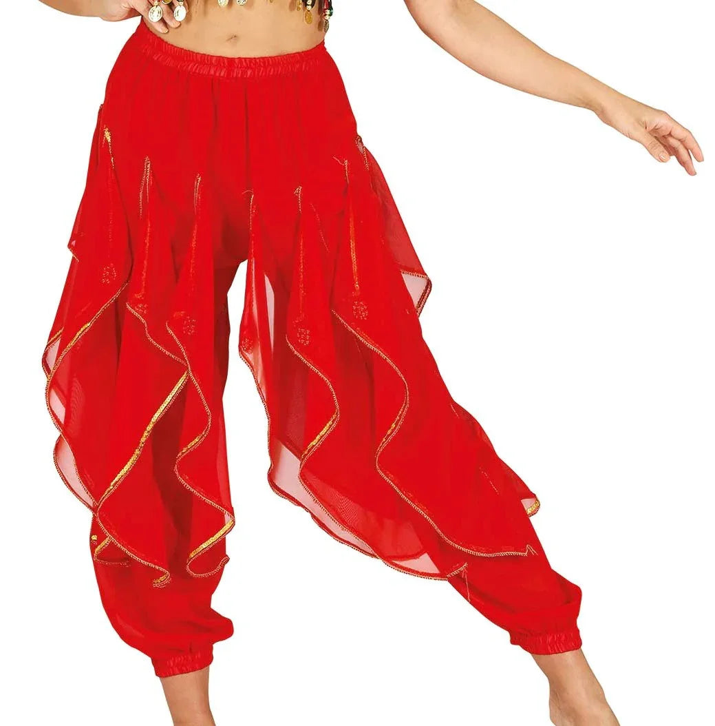 Pantalón de la Danza del Vientre Rojo para Mujer Complementos Árabes Guirca
