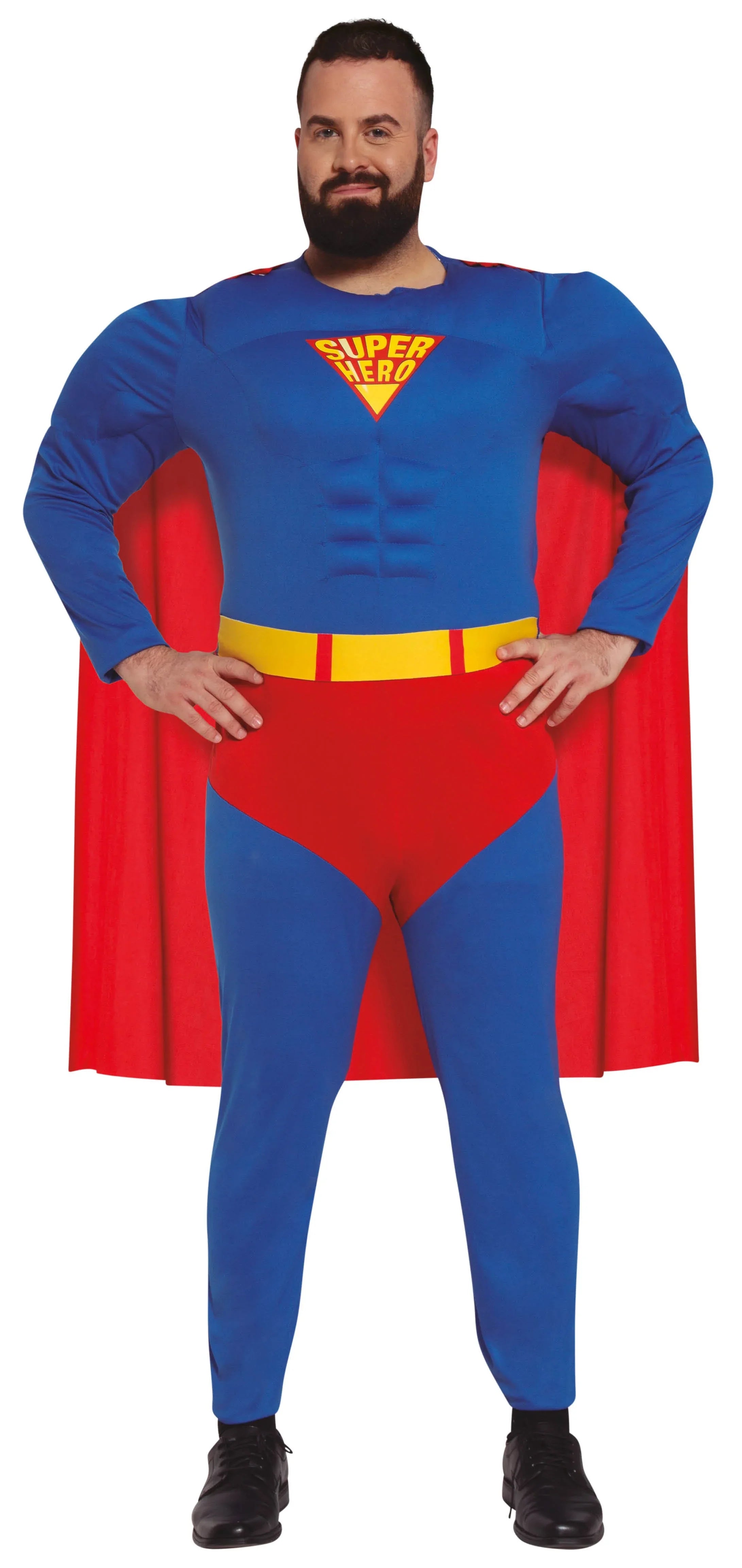 Disfraz de Superhéroe Musculoso con Capa para Hombre Superman y Supergirl Guirca XL