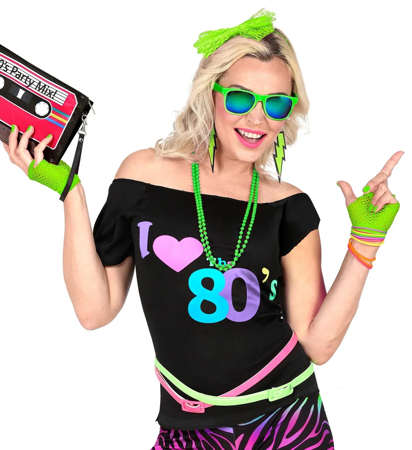 Guantes de Red Verde Neón Cortos sin Dedos Guantes Widmann