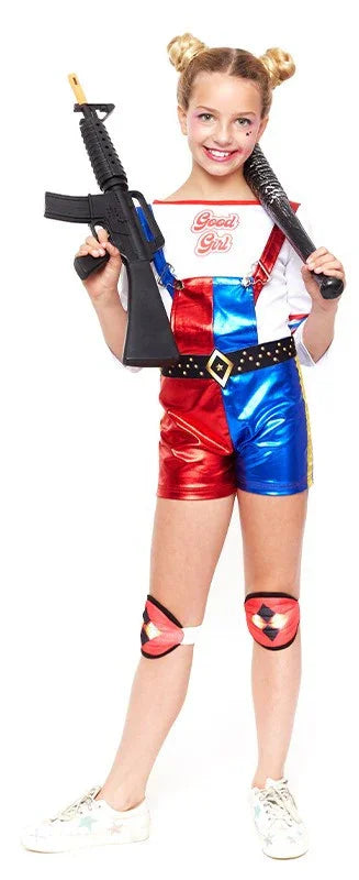 Disfraz de Harley Villana con Peto para Niña Harley Quinn Partilandia