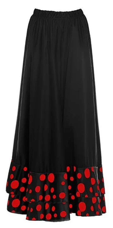 Falda de Sevillana Negra Infantil con Lunares Rojos Faldas de Sevillana y Flamenca Partilandia